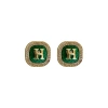 French retro green H-letter stud earrings with a light luxury and niche design, exuding a sense of sophistication and elegance. 925 silver needle earrings for women Application Scenario